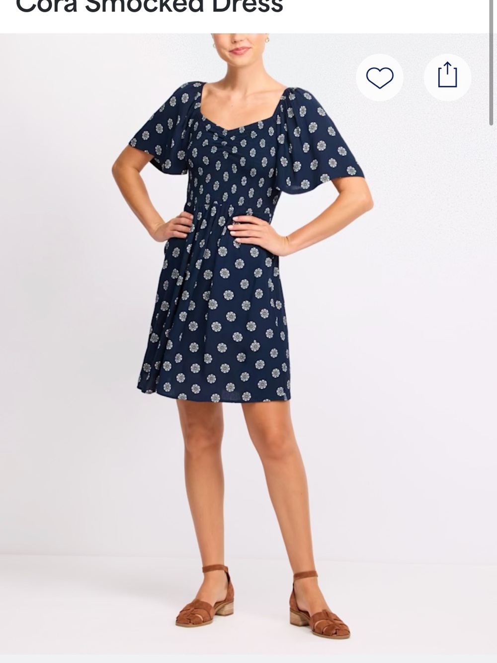 Market & Spruce Navy Floral Smocked Dress